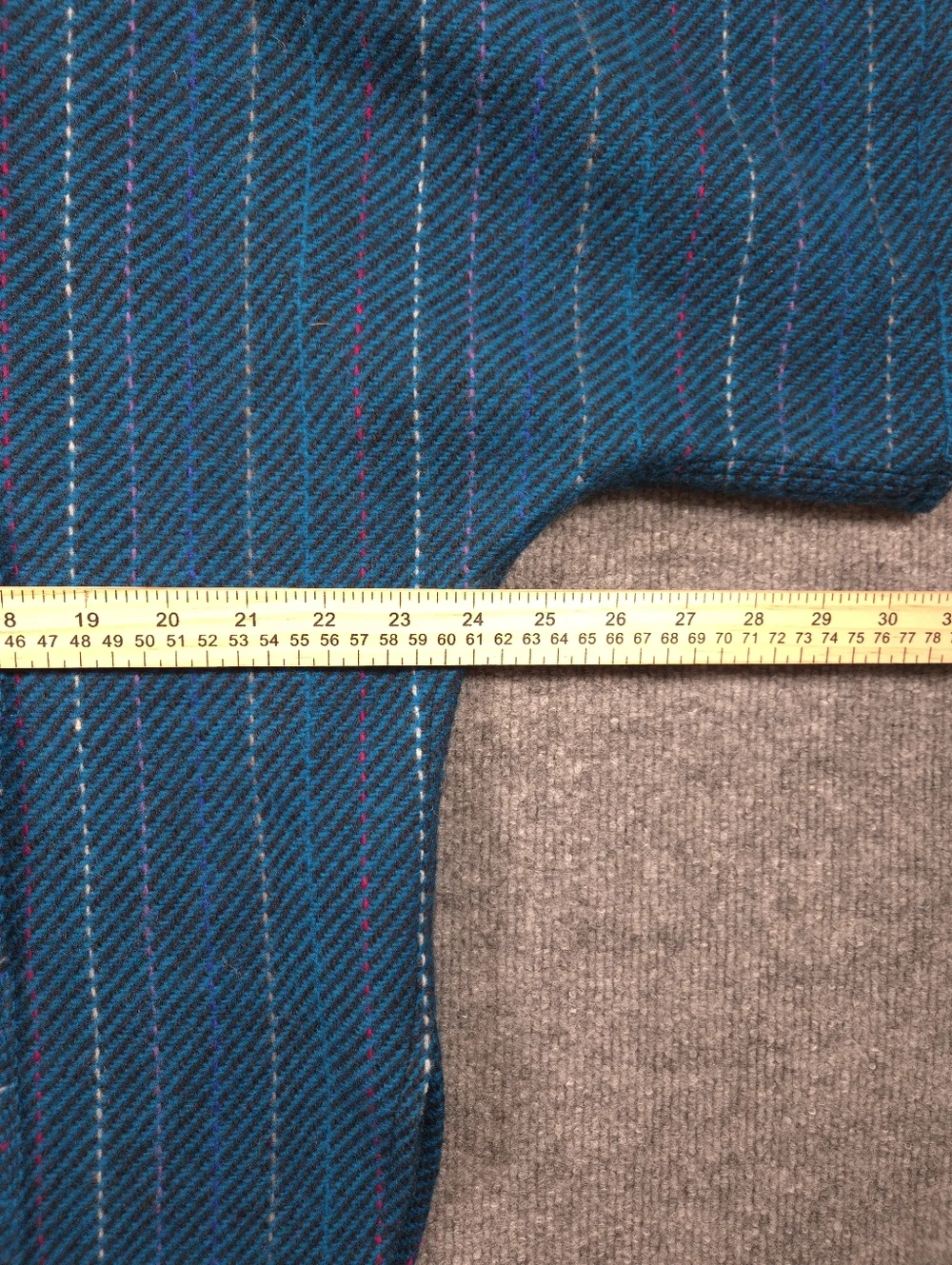 Mendocino Woolens Handwoven Pure Wool Poncho Top Blue Striped Artisan Made OS‎
